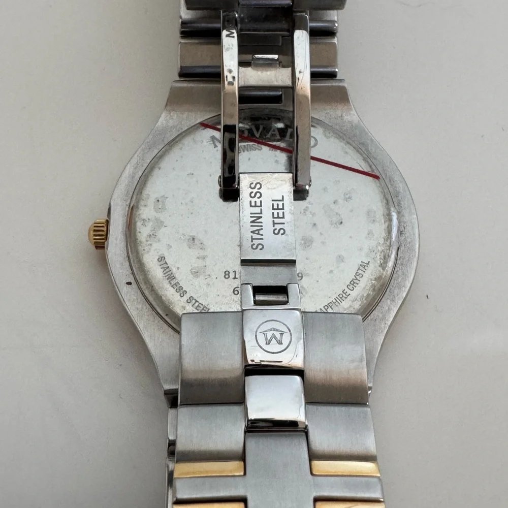Movado Museum Classic Two Tone Swiss Watch Sapphire Crystal Minimalist